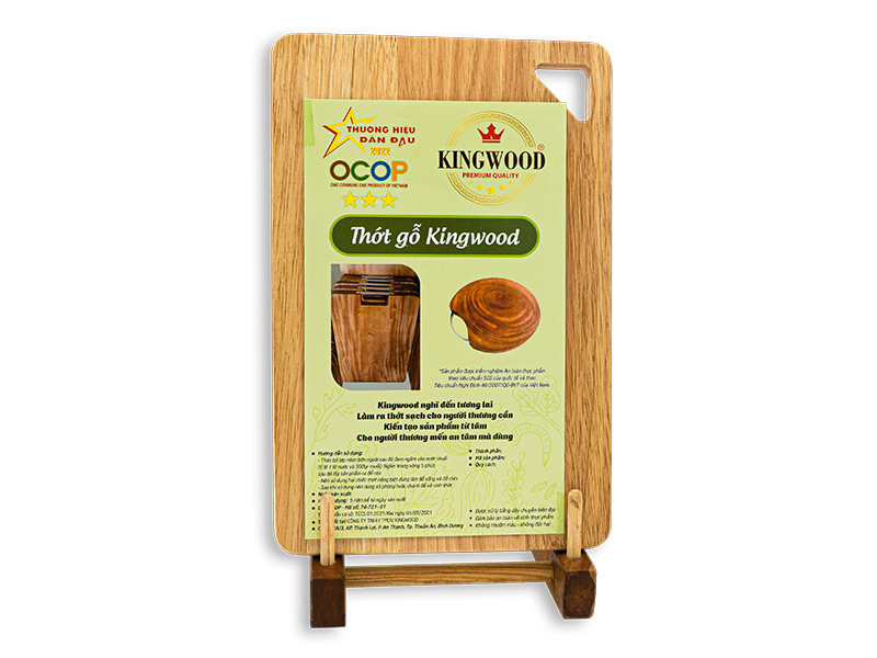 Thớt gỗ cao su hình chữ nhật size 20x30x1.5 cm