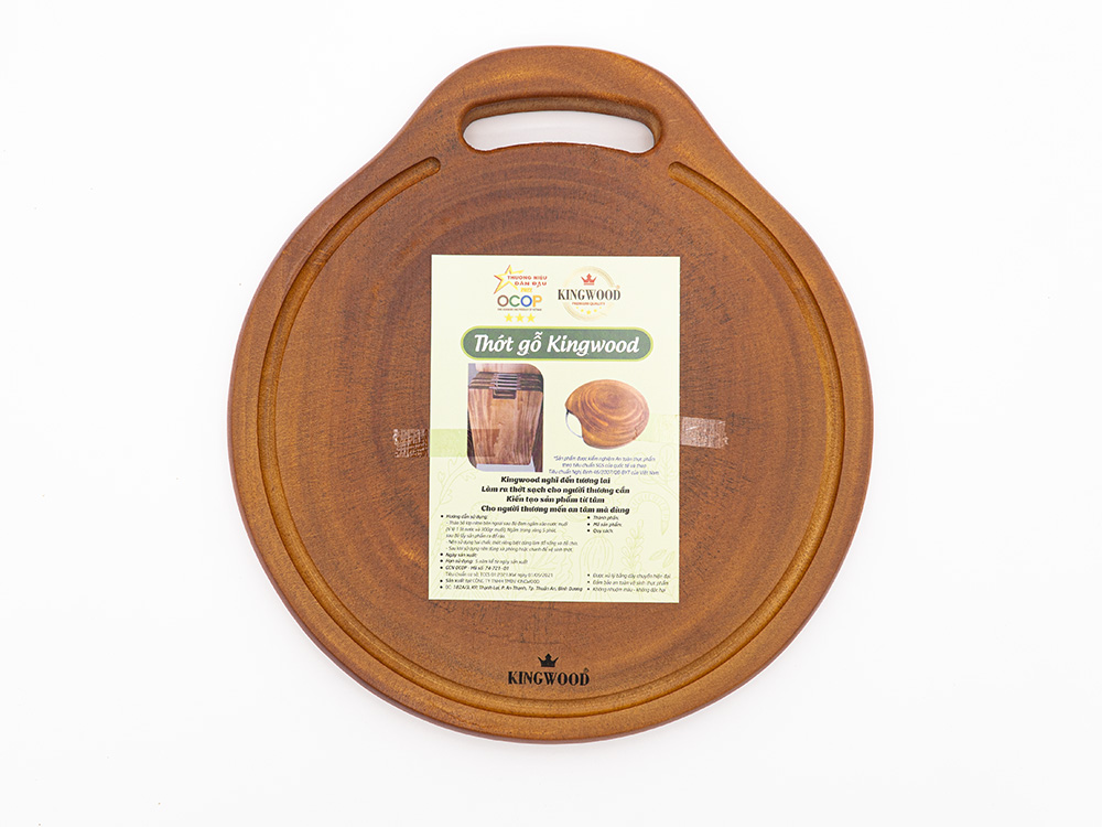 Thớt tròn Xà Cừ có rãnh thoát nước Kingwood